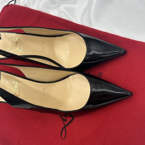 Christian Louboutin Kate Sling Back Patent Calfskin 85mm Red Sole Pumps - Picture 3 of 16